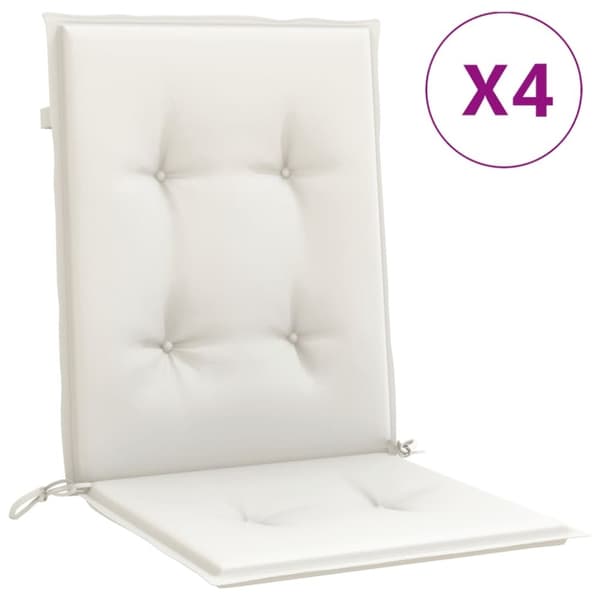 vidaXL stolehynder med lav ryg 4 stk. 100x50x4 cm stof cremefarvet