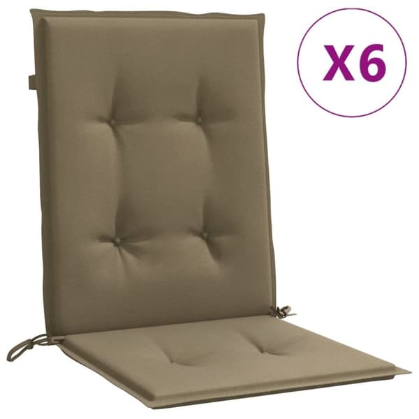 vidaXL stolehynder med lav ryg 6 stk. 100x50x4 cm stof gråbrun