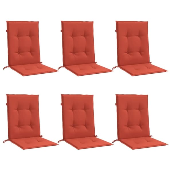 vidaXL Stolsdynor lågt ryggstöd 6 st melerad röd 100x50x4 cm tyg
