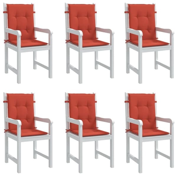vidaXL stolehynder med lav ryg 6 stk. 100x50x4 cm stof red