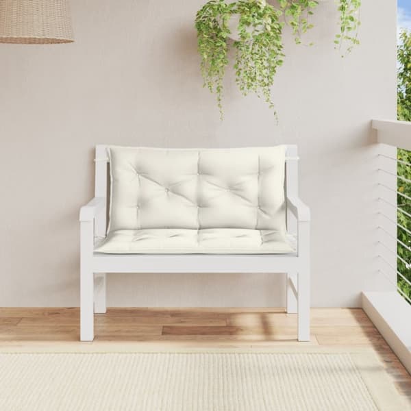 vidaXL hynder til havebænk 2 stk. 100x50x7 cm stof meleret cremefarvet