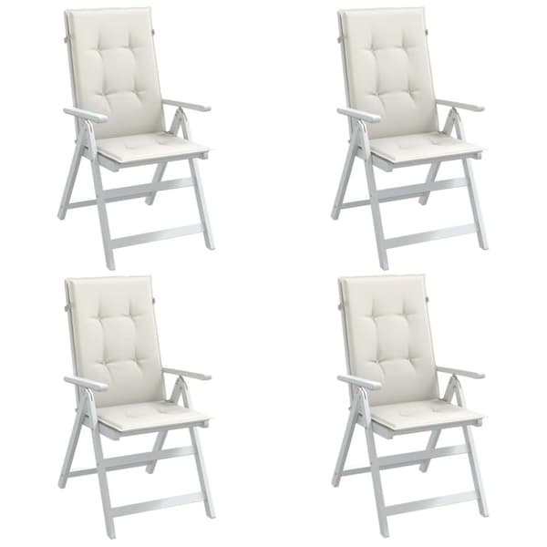 vidaXL Stolsdynor högt ryggstöd 4 st melerad gräddvit 120x50x4 cm tyg