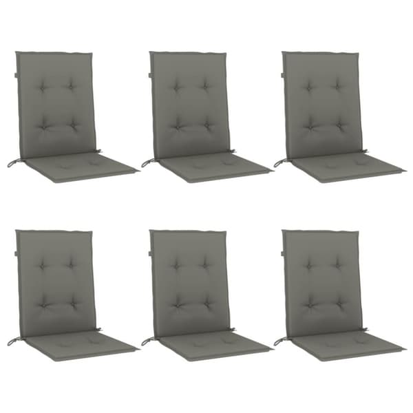 vidaXL Stolsdynor lågt ryggstöd 6 st melerad mörkgrå 100x50x4 cm tyg