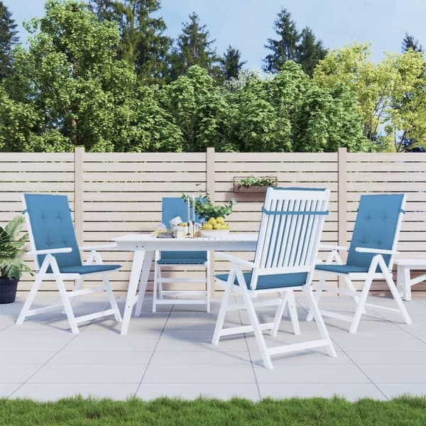 vidaXL Stolsdynor högt ryggstöd 4 st melerad blå 120x50x4 cm tyg