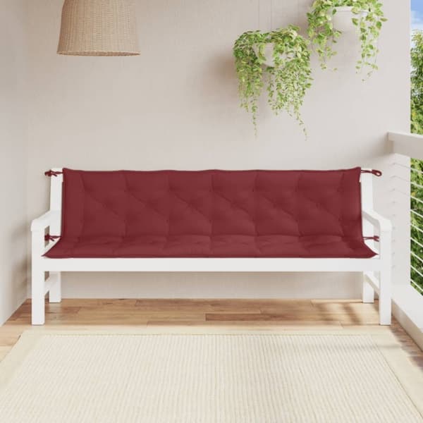 vidaXL hynder til havebænk 2 stk. 200x50x7 cm stof meleret vinrød