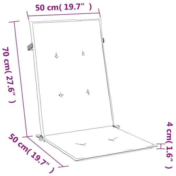 vidaXL Stolsdynor högt ryggstöd 4 st melerad antracit 120x50x4 cm tyg