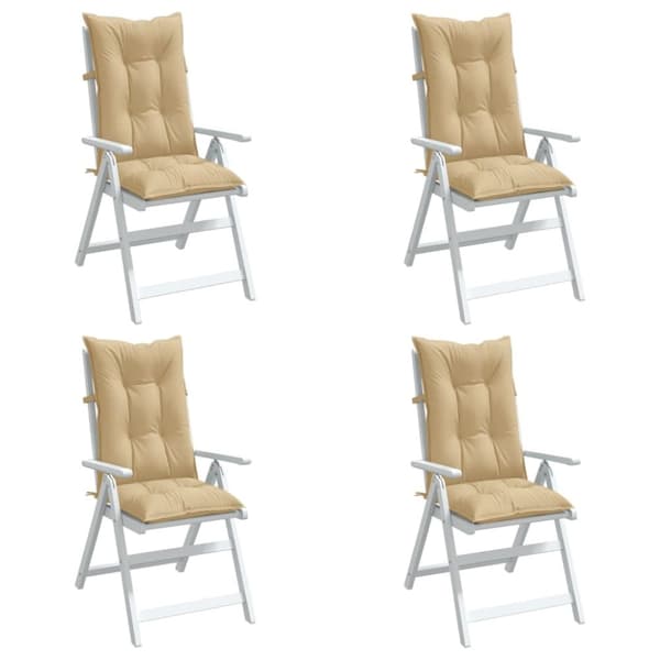 vidaXL Stolsdynor högt ryggstöd 4 st melerad beige 120x50x7 cm tyg