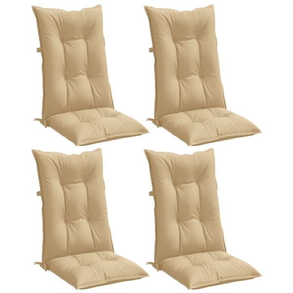 vidaXL stolehynder med høj ryg 4 stk. 120x50x7 cm stof beige