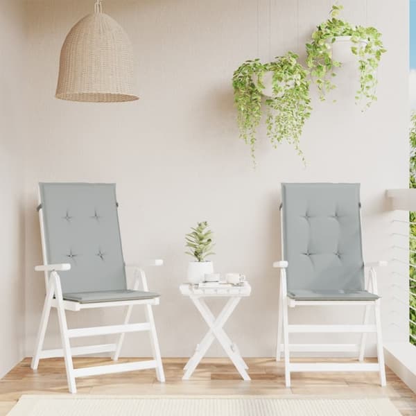 vidaXL Stolsdynor högt ryggstöd 2 st melerad ljusgrå 120x50x4 cm tyg