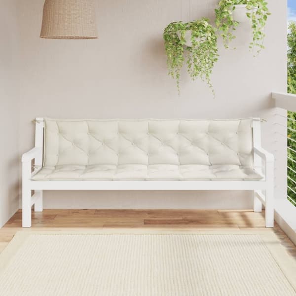 vidaXL hynder til havebænk 2 stk. 200x50x7 cm stof meleret cremefarvet