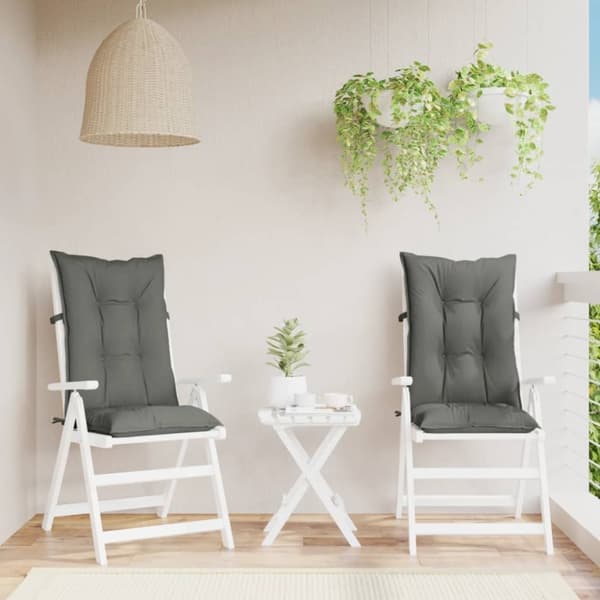 vidaXL Stolsdynor högt ryggstöd 2 st melerad mörkgrå 120x50x7 cm tyg
