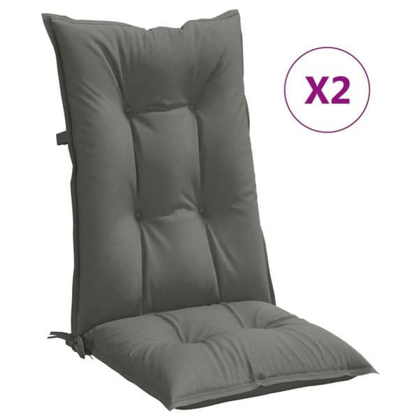 vidaXL Stolsdynor högt ryggstöd 2 st melerad mörkgrå 120x50x7 cm tyg