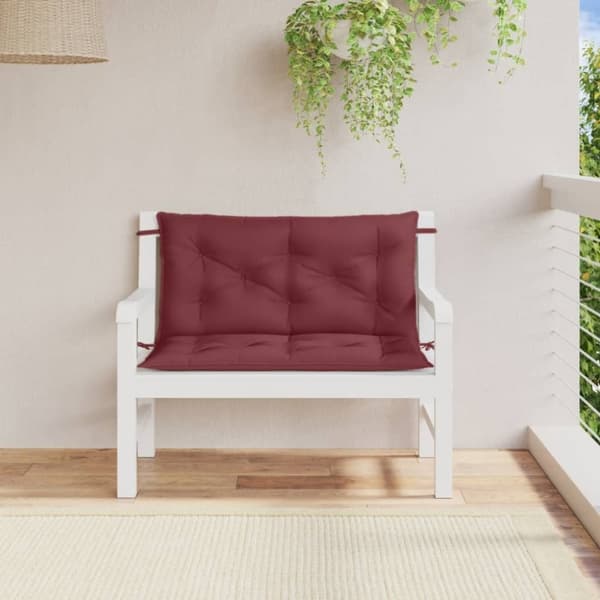vidaXL Bänkdyna 2 st melerad vinröd 100x50x7 cm tyg