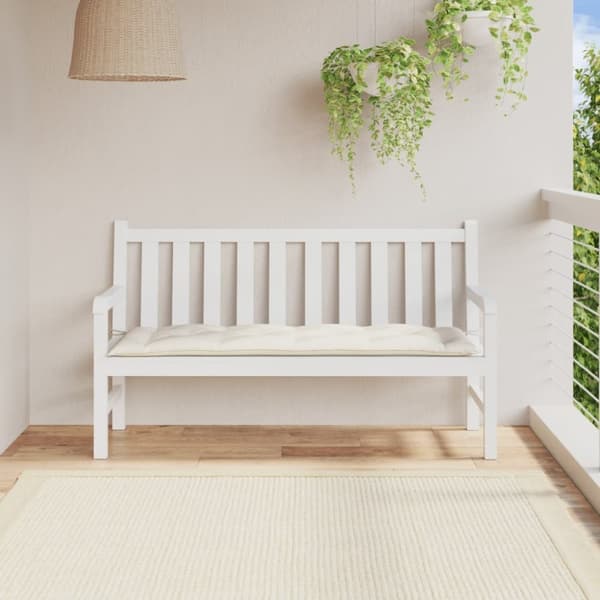 vidaXL Bänkdyna melerad gräddvit 150x50x7 cm tyg