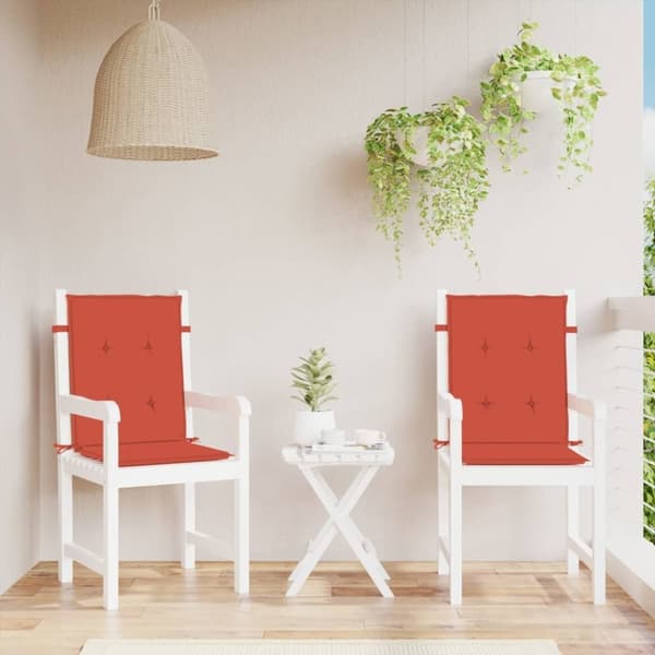 vidaXL Stolsdynor lågt ryggstöd 2 st melerad röd 100x50x4 cm tyg