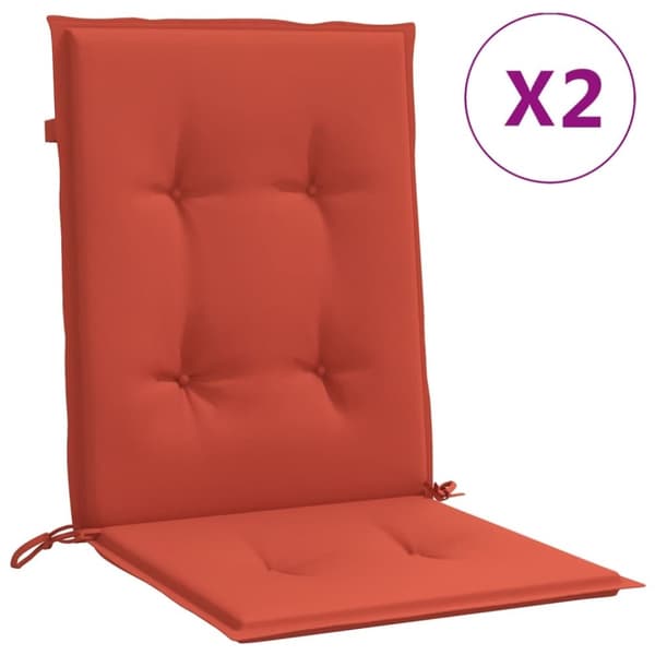 vidaXL Stolsdynor lågt ryggstöd 2 st melerad röd 100x50x4 cm tyg
