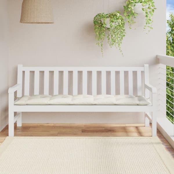 vidaXL Bänkdyna melerad gräddvit 180x50x7 cm tyg