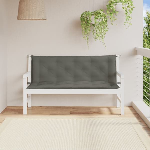 vidaXL Bänkdyna 2 st melerad mörkgrå 150x50x7 cm tyg