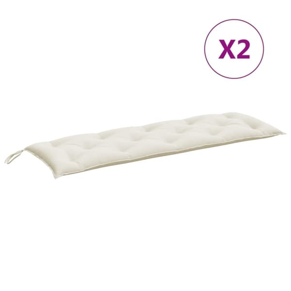 vidaXL Bänkdyna 2 st melerad gräddvit 150x50x7 cm tyg