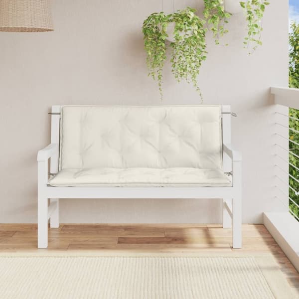 vidaXL hynder til havebænk 2 stk. 120x50x7 cm stof meleret cremefarvet