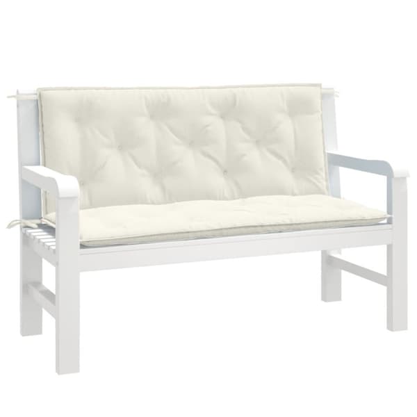 vidaXL hynder til havebænk 2 stk. 120x50x7 cm stof meleret cremefarvet
