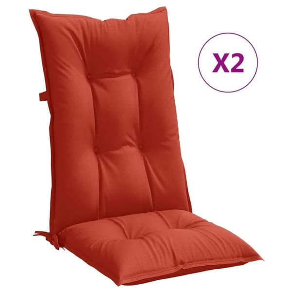 vidaXL Stolsdynor högt ryggstöd 2 st melerad röd 120x50x7 cm tyg