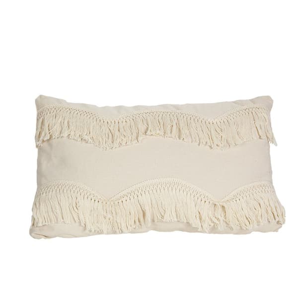 Kudde Romimex Vit Med tofsar 30 x 10 x 50 cm