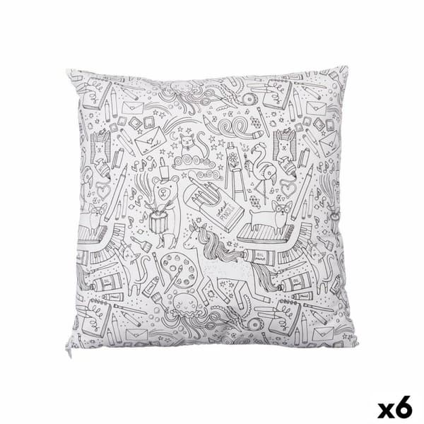 Kudde Pincello PILLOW Vit Svart 43 x 13 x 43 cm För målning (6 antal)