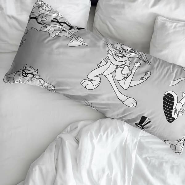 Örngott Looney Tunes Vit Svart Multicolour 175 Trådar 50x80cm 50 x 80 cm 100% bomull