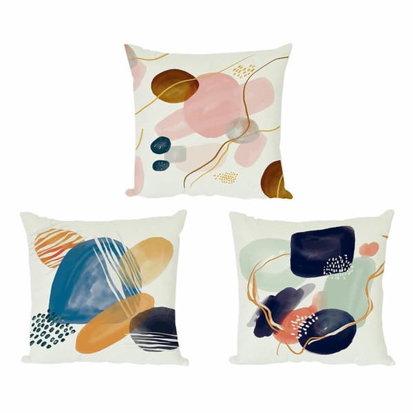 Tyyny DKD Home Decor Muovinen Sininen Vihreä Monivärinen Pinkki Suorakulmainen Neliö Abstrakti 50 x 12 x 50 cm (3 Kappaletta)