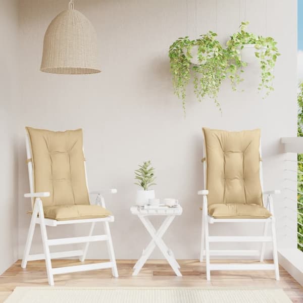 Stolsdynor högt ryggstöd 2 st melerad beige 120x50x7 cm tyg