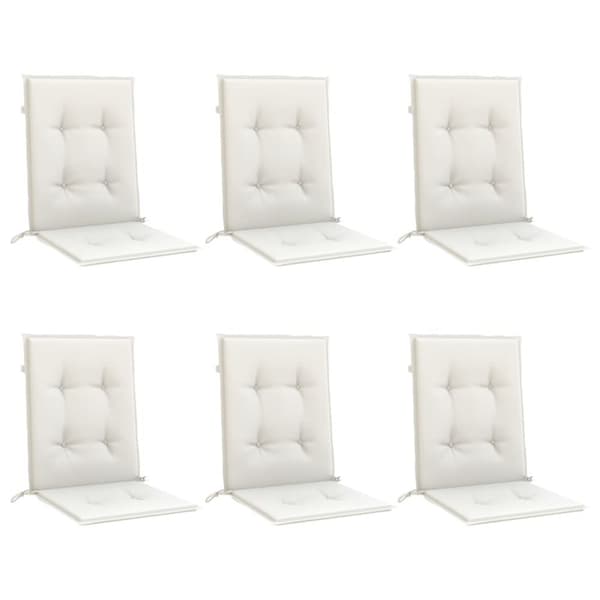 stolehynder med lav ryg 6 stk. 100x50x4 cm stof cremefarvet