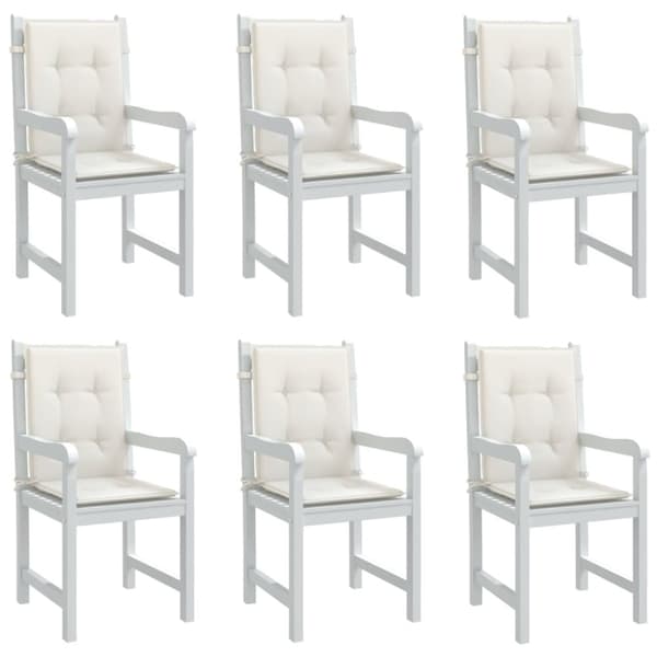 stolehynder med lav ryg 6 stk. 100x50x4 cm stof cremefarvet