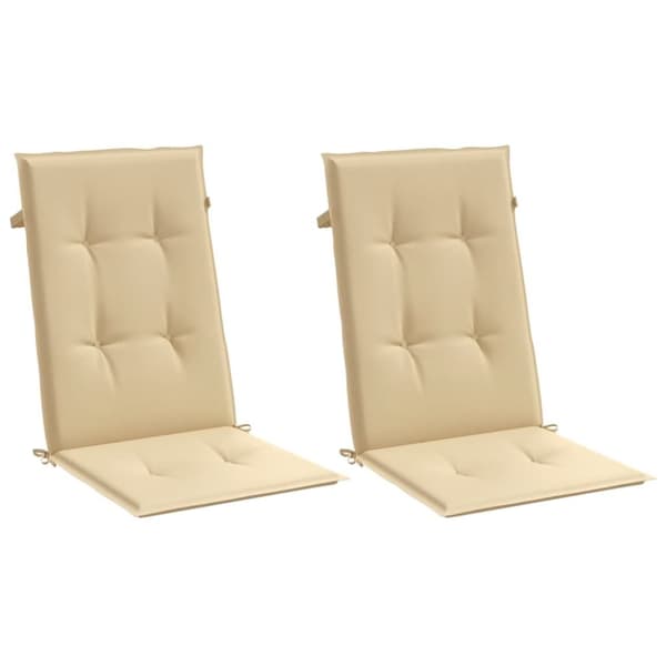 Stolsdynor högt ryggstöd 2 st melerad beige 120x50x4 cm tyg