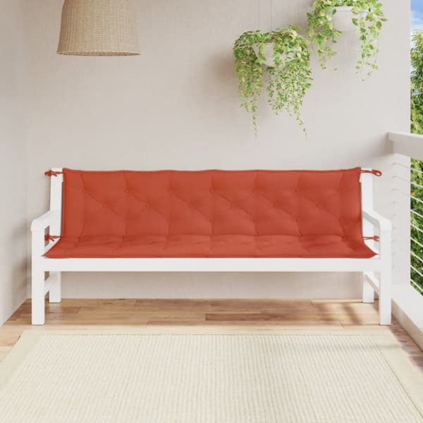 Bänkdyna 2 st melerad röd 200x50x7 cm tyg