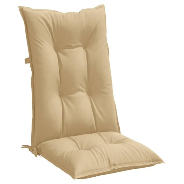 Stolsdynor högt ryggstöd 4 st melerad beige 120x50x7 cm tyg
