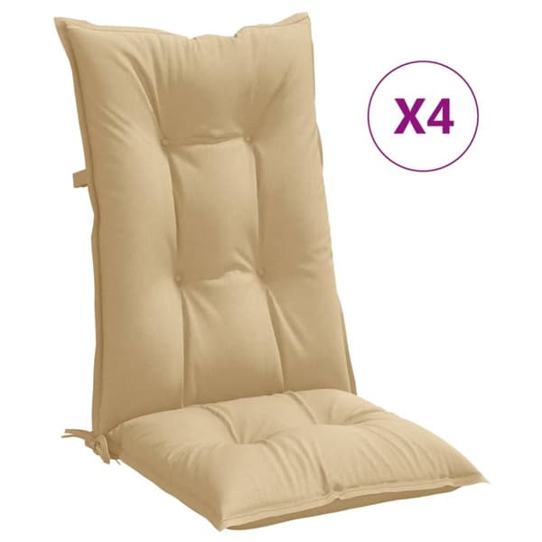Stolsdynor högt ryggstöd 4 st melerad beige 120x50x7 cm tyg