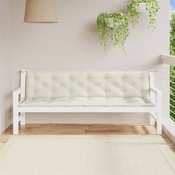 hynder til havebænk 2 stk. 200x50x7 cm stof meleret cremefarvet