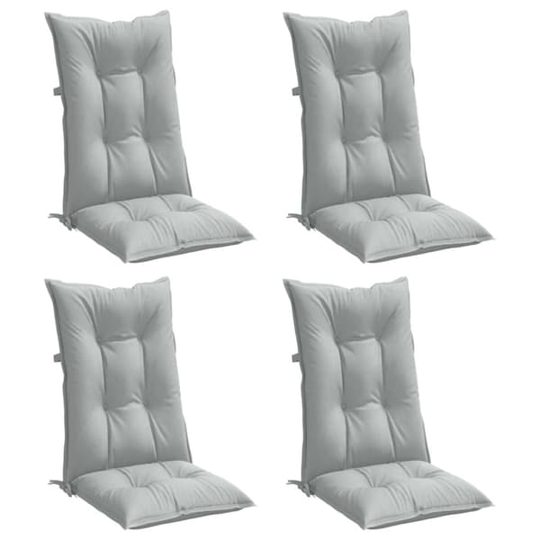 Stolsdynor högt ryggstöd 4 st melerad ljusgrå 120x50x7 cm tyg