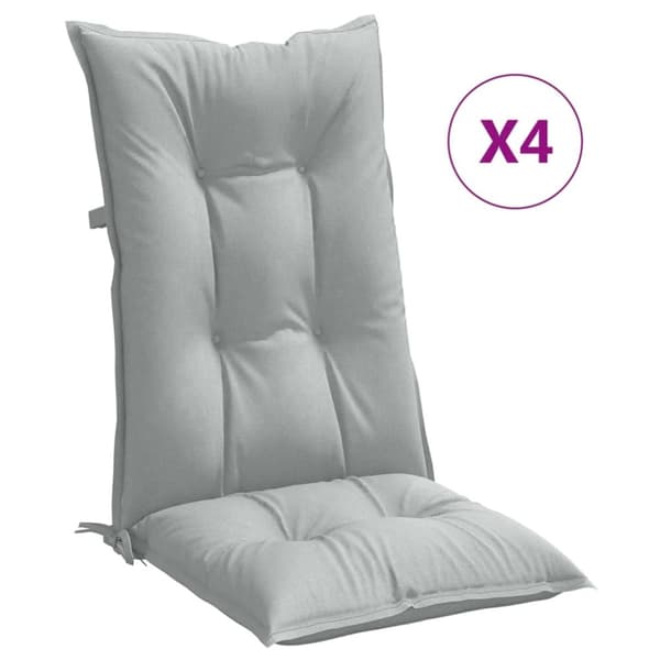 Stolsdynor högt ryggstöd 4 st melerad ljusgrå 120x50x7 cm tyg