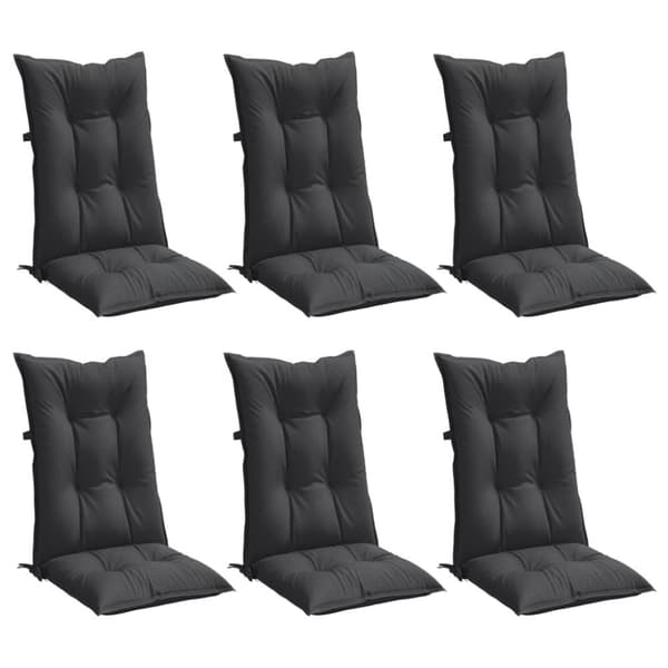 Stolsdynor högt ryggstöd 6 st melerad antracit 120x50x7 cm tyg