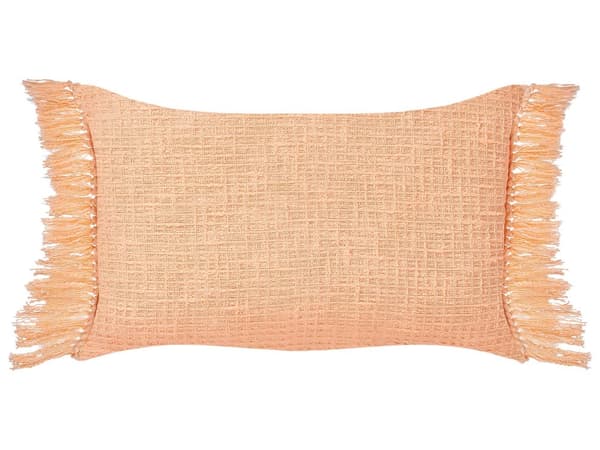 Set om 2 Kuddar Orange Bomull 40 x 60 cm med Tofsar Prydnadskuddar Vardagsrum Textilier