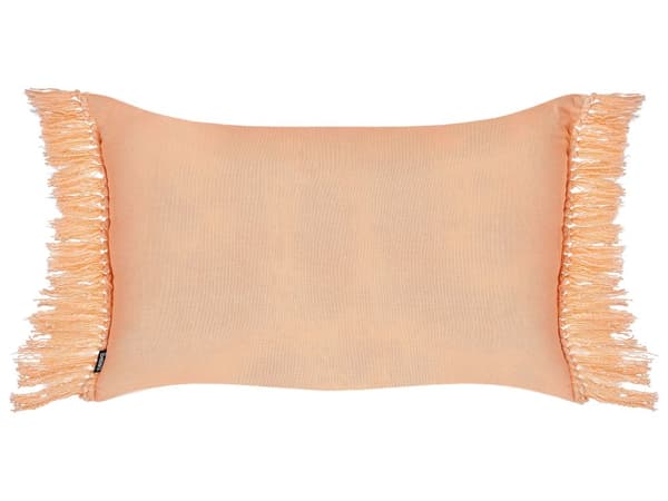 Set om 2 Kuddar Orange Bomull 40 x 60 cm med Tofsar Prydnadskuddar Vardagsrum Textilier