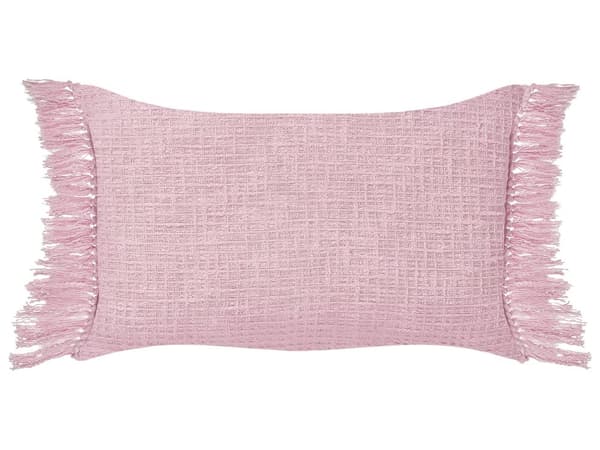 Set om 2 Kuddar Rosa Bomull 40 x 60 cm med Tofsar Prydnadskuddar Vardagsrum Textilier