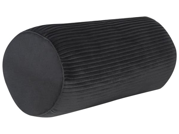 Prydnadskudde Bolster Svart Sammet Enfärgad 22 x 60 cm Räfflat Mönster Modern Design Glamourös Inredning Tillbehör Sovrum Vardagsrum