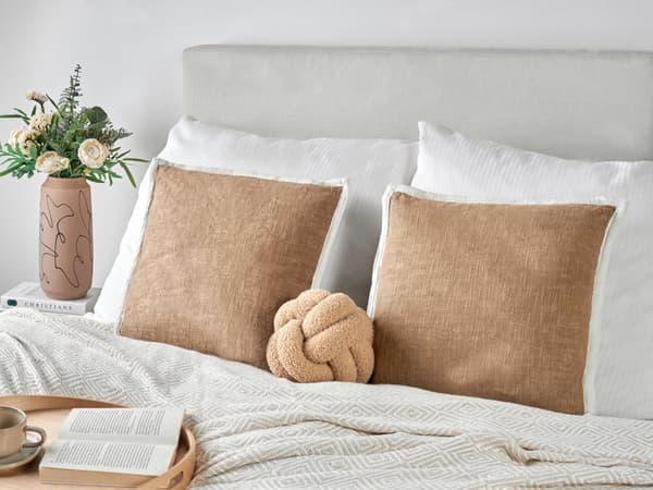 Sett med 2 pynteputer Brun Bomull 45 x 45 cm Avtakbart putetrekk Moderne design Dekorasjon Interiør Tekstiler