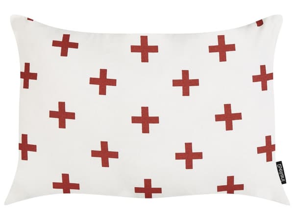 Sett med 2 pynteputer Hvit Bomull 35 x 50 cm Avtakbart putetrekk Rødt mønster Moderne design Dekorasjon Interiør Tekstiler