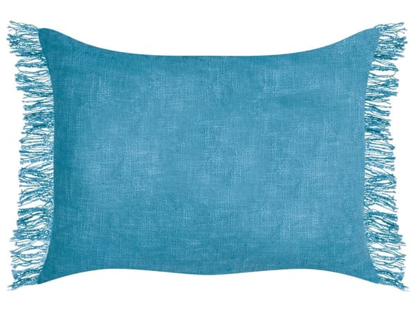 Sett med 2 pynteputer Blå Bomull 35 x 50 cm Ensfarget Frynser Moderne design Dekorasjon Interiør Tekstiler