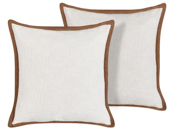 Set med 2 Prydnadskuddar Off-White Bomullsöverdrag 45 x 45 cm Kuddar