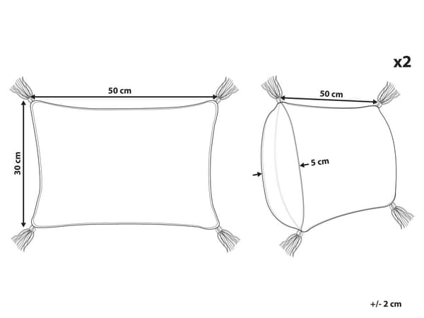 Set med 2 Prydnadskuddar Persikorosa Bomullsöverdrag 30 x 50 cm Kudde 2 st